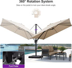 PURPLE LEAF 10' X 10' Left-right Tilting Patio Umbrella Outdoor Cantilever Swivel Square Umbrella with Tilt Aluminum Offset Umbrella with 360-degree Rotation for Garden Deck Pool Patio Beige
