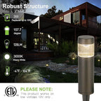 hykolity Low Voltage Landscape Lights, 3W 191LM 12V-24V LED Round Bollard Light, Wired Outdoor Walkway Light Path Lights for Yard Lawn, Aluminum Construction, 30 Watt Equivalent, 6 Pack