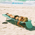 Ostrich 4-Position Outdoor Chaise Lounge w/Face Cushion & Arm Holes, Teal - Lightweight Folding Lounger w/Adjustable Reclining Backrest, Portable w/Carry Strap, 250 lb Weight Capacity