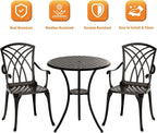 Patio Bistro Set 3 Piece, Cast Aluminum Bistro Set - Image 4