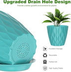 6 Pack 7 Inch Indoor Plant Pots with Drainage Holes, Outdoor Plastic Decorative Flower Pots, Garden Planters with Tray Saucers for Orchids, Violets, Succulents, Herbs, and Other Plants