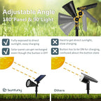 Solar Spotlights Outdoor, Bright 7-LED Landscape Spot Lights, Dusk-to-Dawn Waterproof Solar Powered Flag Pole Lights, Adjustable 2-in-1 Ground/Wall Mounted Lighting for Tree House Yard Garden (White)