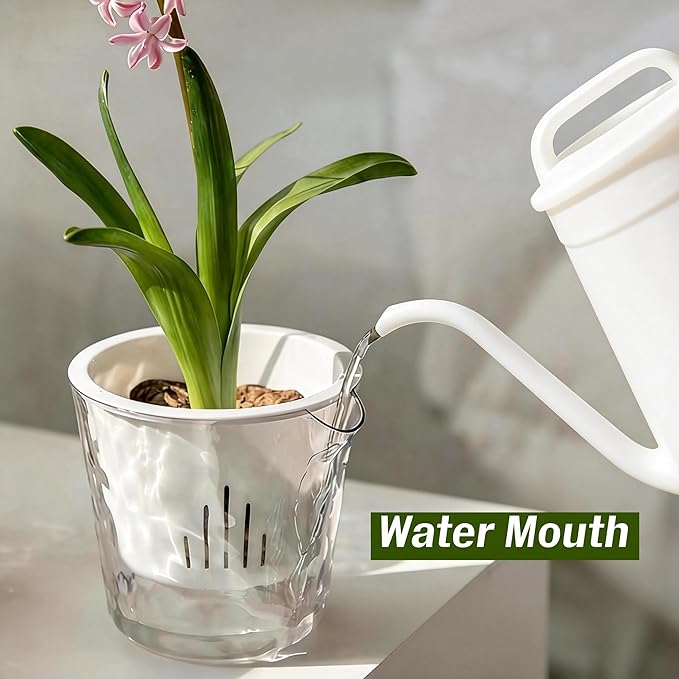 InmeRun Plant Pots Indoor Plastic Flower Pots Outdoor 7 inch Set of 4 Pack with Drainage Holes and Saucers for Garden Pots (self Watering 7in-4p)