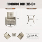 15-Piece Outdoor Patio Furniture Set with Rocking Swivel Chair Wicker Sectional Sofa Set, Patio Conversation Set with Thickened Cushions & Coffee Table for Garden, Backyard, White