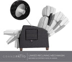 Grand patio Outdoor Recliner Chair Patio 150° Lay Flat Recliner with Flip Table Wicker Reclining Lounge Chair, Griege