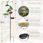 Solar Outdoor Lights Decorative Solar Frog Lights with Lotus Bird Feeder Faucet Shaped Lighted Garden Stake Decorations for Pathway Lawn Patio Courtyard Backyard