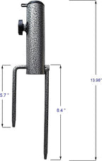 AMMSUN Patio Umbrella Steel Anchor Beach Umbrella Heavy Duty Metal Ground Grass Auger Holder Stands Base with Two Forks Ideal for Use in Soil For Flag, Fishing Rod, Outdoor, Park, Lawn