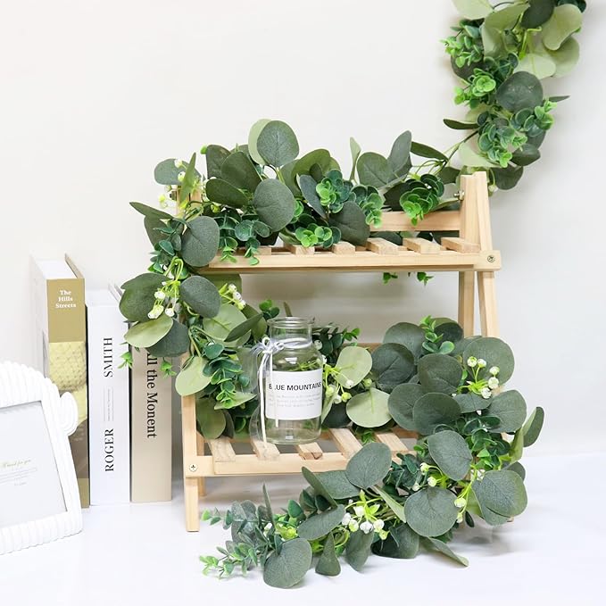 Artificial Plants Greenery Eucalyptus Garland, 5.9 Ft, 2 Pieces, Green