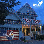 String Lights, 165ft Red White Blue LED, Outdoor Waterproof