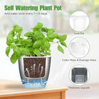 4 Pack Self Watering Pots 4-inch Decorative Flower Planters for Indoor Plants Modern Square planters for Small Plants Window Sill Planters for Succulents, African Violets, Herbs(Sliver Black)