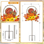 Solar Thanksgiving Turkey Outdoor Decor with Multi-Colorful Lights,Fall Yard Sign Garden Stake for Pathway,Patio or Farmhouse Porch