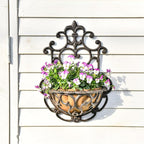 Hanging Planters, 2 Pack Cast Iron Half Round Wall Baskets, Rustic Brown