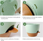 12inch 2Pack Large Self Watering Planters, Plastic Plant Pots with 60oZ Removable Deep Reservoir and Multi Mesh Drainage Holes for Indoor Outdoor Garden Plants and Flowers, Green with Brown