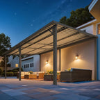 AECOJOY 20' x 12' Outdoor Gazebo Hardtop Pergola for Patio, Large 12x20 Galvanized Steel Heavy Duty Lean to Gazebo Wall-Mounted Pergolas and Gazebos Clearance, Metal Patio Roof Awnings for Backyard