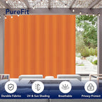 PureFit Outdoor Curtains for Patio Waterproof Weatherproof, UV Resistant Outside Curtains for Gazebo, Front Porch, Pergola, Sun Blocking Privacy Curtain, 100W x 84L inch, 1 Panel, Orange