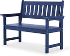 LUE BONA Outdoor Bench, 2-Person HDPS Garden Bench, Outdoor Benches Weatherproof, All-Weather Fade/Rot Resistant Patio Bench for Park, Front Porch, Backyard (Navy)
