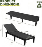 Devoko Outdoor Chaise Lounge Chair Set of 4 for Outside Pool Patio, Adjustable Waterproof Easy Assembly Chaise Lounge Outdoor (Black, Set of 4)