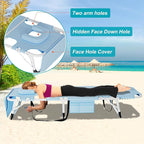 ABORON 3 in 1 Sun Tanning Chair Oversized with Mat&Face Arm Hole,Heavy Duty Folding Chaise Lounge Chairs,5-Position Outdoor Lounge Chair/Pillow, for Beach, Pool, Lawn, Yard, Patio