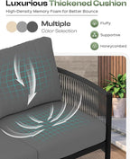 Aluminum Outdoor Patio Furniture Set with Dual-Layer Coffee Table, 4 Piece Modern Patio Conversation Sets with PE Rope, Outdoor Sectional Sofa with Thick Cushions for Balcony, Porch, Charcoal