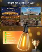 Brightown 100FT Solar String Lights Outdoor Waterproof with Remote, 31+2 LED Shatterproof Bulbs, Dimmable & Timable, 3 Light Modes - Commercial Grade Patio Lights for Garden Backyard Party Decor