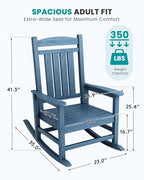 SERWALL Rocking Chairs Set of 2, HDPE Outdoor Rocking Chair, All-Weather Porch Rockers for Patio, Blue