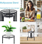 5 Packs Metal Plant Stand Indoor, Outdoor Black Plant Stand for Multiple Plant, Rustproof Iron Round Heavy Duty Flower Pot Stand, Plant Shelf for Planter Garden Home