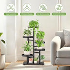 iDavosic.ly 5 Tier Plant Stand Indoor, Tiered Corner Metal Wood Multiple Flower Holder Shelf, Tall Orchid Display Rack for Patio Porch Living Room Balcony Outdoor, Black Walnut