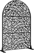 Casaphoria 72" H x 47" W Arched Metal Privacy Screen - Elegant Freestanding Outdoor Screen for Deck, Patio & Balcony - Versatile Decorative Privacy Panels for Home & Garden Use (Black-Net)