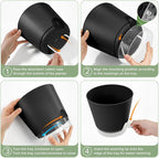 GARDIFE 2026 Upgraded Self Watering Plant Pots with Drainage Hole, 8/7/6.5/6/5.5/5/4 Inch Flower Planting Containers for House Plants, African Violet, Flowers, Cactus (Black, 8+7+6.5+6+5.5+5+4 inch)