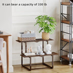 Metal Plant Stand, Foldable Heavy Duty Indoor, Window Iron Plant Shelf - Mid Century Modern Slatted Display for Patio, Garden, Living Room Load Bearing 330 lbs 26" L x 20.2" H x 17.7" W 2 Tier Coffee