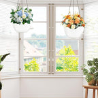 12 inch Hanging Planters for Indoor Plants, 2 Pack Self-Watering Hanging Planter Pots with Chain and Drainage Holes, Outdoor Plastic Hanging Baskets for Garden Home Decor (White, 2pcs/12inch)