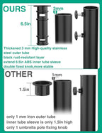 QZER Umbrella Pole Mount Stand Tube, Universal Umbrella Stainless Steel Tube Base Replacement Parts,Heavy Duty Umbrella Base Stake Holder,Umbrella Base Holder Tube Bracket for Garden Backyard Balcony