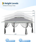 Canopy Tent 13x13 ft, Pop Up Gazebo One-Push Setup with 4 SandBags for Backyard Parties and BBQs, Mosquito Netting & Height Adjustable - Grey