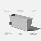 Veradek Midori Long Trough Planter (Light Grey, 31 inch - 2 Pack with 2 Saucer Trays)