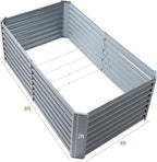 Land Guard 2 Pack 8×4×2ft Galvanized Raised Garden Bed Kit, Galvanized Planter Raised Garden Boxes Outdoor, Large Metal Raised Garden Beds for Vegetables (Modern Grey)