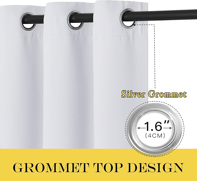 NICETOWN Room Darkening Greyish White Curtain for Bedroom - Grommet Privacy Light & Sound Reducing Window Treatment Doorway Curtain & Drape for Living Room (1 Panel, W52 x L78)