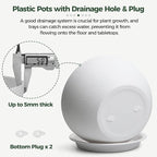 T4U 8 Inch Plant Pots, Plastic Planters with Drainage Holes, Plugs, and Saucers, Ideal for Indoor and Outdoor Use - 2 Pack, White