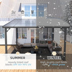 AECOJOY 12' x 12' Gazebo Outdoor Pergola for Patio, Large Wall-Mounted Hard Top Lean to Metal Gazebo Shelter Pergolas and Gazebos Clearance with Patio Roof, Heavy Duty Awnings for Backyard, Decks