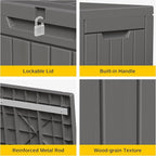 EAST OAK 60 Gallon Deck Box, Outdoor Storage Box with Padlock for Patio Furniture, Patio Cushions, Gardening Tools, Pool Supplies, Waterproof and UV Resistant Resin, Grey