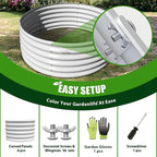 A ANLEOLIFE 2-Pack 4ft x 18” Tall Galvanized Raised Garden Beds Outdoor, Round Metal Planter Box for Planting Vegetables Flowers Herb, Anti-Rust & Easy-Setup, Antique White