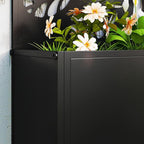 Outsunny Metal Raised Garden Bed with Trellis for Climbing Plants, Freestanding or Wall Mounted Flower Bed with Privacy Panel, Twigs and Leaves Cut-Outs Outdoor Planter Box for Garden, Patio, Balcony