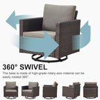 Belord 6 Piece Outdoor Furniture Patio Wicker Sofa Set, Oversize Outdoor Swivel Rocker Chairs with Rattan Ottomans, Conversation Sets Patio Furniture Come with Removable Washable Blue Cushion