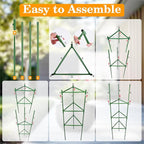 4 Pack Tomato Cages with 11 Gallon Grow Bags for Garden 55inch Tomato Planter with Trellis Heavy Duty Plant Stakes Support Frames for Climbing Vegetables Flowers Fruits Flowers