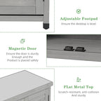 Outdoor Potting Bench with Storage Cabinet and Metal Top, Wood Workstation for Outdoor Patio, Garden (Light Grey, 31x17x36‘’)