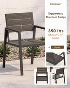 Outdoor Patio Dining Sets, Aluminum 5 Piece HDPS Outdoor Dining Table and Chairs Set with Umbrella Hole, Modern Rectangular Patio Furniture Set with All-Weather Table and 4 Chairs (Charcoal)