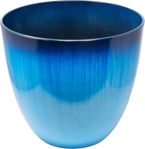 (EPR12-204) Large Egg Shaped Planter – 12 Inch, Blue Flower