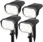 Brightown 4Pack Solar Spot Lights Outdoor with 58 LED & 1800mAh, IP67 Solar Lights Outdoor Waterproof with 3 Light Modes, 2-in-1 Dual Use Outdoor Solar Lights for Yard, Garden and Pathway (Cool White)