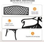 VINGLI 40.5" Patio Garden Bench,Anti- Rust Cast Iron Cast Aluminum Frame for Outdoor Path Yard Lawn Work Entryway Decor Deck (Black)