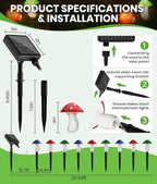 Solar Mushroom Lights Outdoor, 9 Pack 30FT Multicolor 8 Modes Solar Garden Lights, IP65 Waterproof Pathway Light Outdoor Decoration for Party, Garden, Yard, Patio, Lawn Decor (Multicolor)