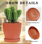 Plastic Flower Pots, 5 Pack 6 inch Indoor Plant Pots Planters for Outdoor Plants Flowers Garden Patio Home Nursery Decor Gifts,Large Succulent Pots with Drainage Tray Saucer & Hole Terracotta